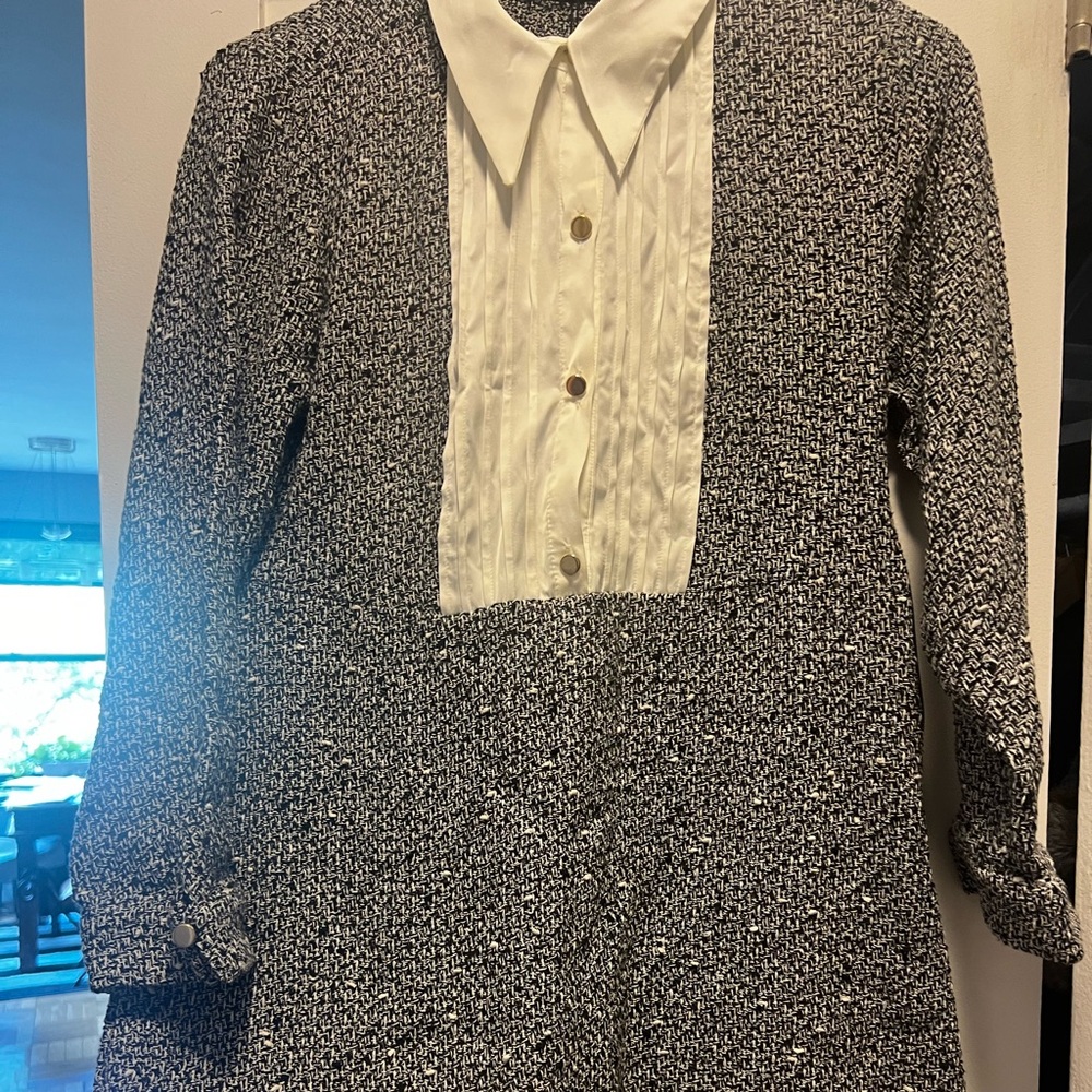 Zara Black and White Textured Blazer